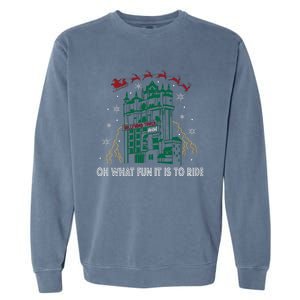 Oh What Fun It Is To Ride Tower Of Terror Christmas Garment-Dyed Sweatshirt