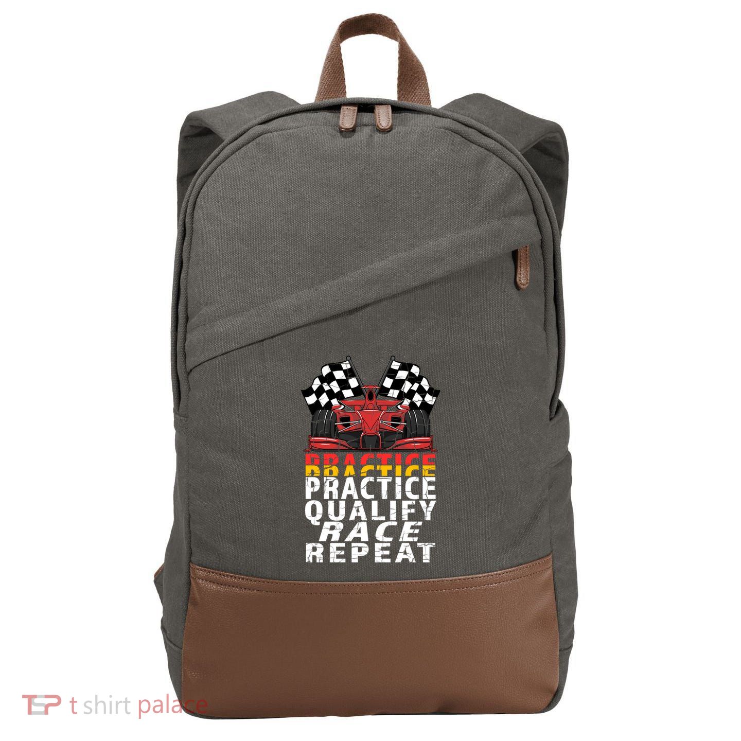 Open Wheel Formula Racing Car Practice Qualify Race Vintage Gift Cotton Canvas Backpack