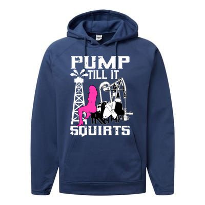 Oilfield Workers Funny Gift Oil Rig Roughneck Design Cute Gift Performance Fleece Hoodie