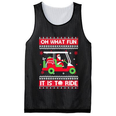 Oh What Fun It Is To Ride Golf Car Ugly Christmas Sweater Mesh Reversible Basketball Jersey Tank