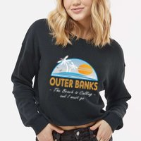 OBX With Funny Slogan for The Outer Banks Cropped Pullover Crew