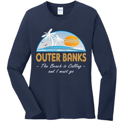 OBX With Funny Slogan for The Outer Banks Ladies Long Sleeve Shirt
