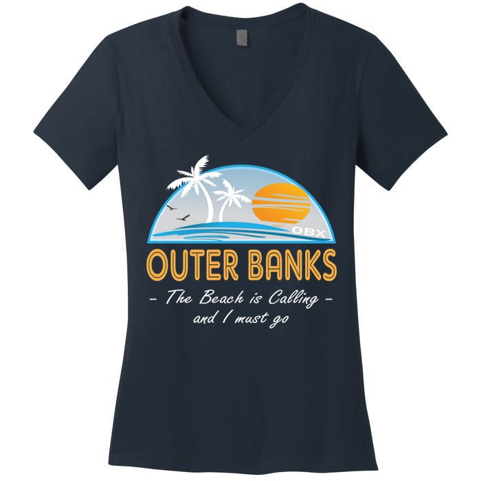 OBX With Funny Slogan for The Outer Banks Women's V-Neck T-Shirt