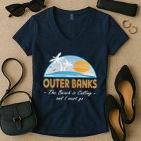 OBX With Funny Slogan for The Outer Banks Women's V-Neck T-Shirt