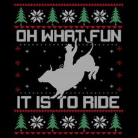 Oh What Fun Bull Riding Christmas Cow Western Xmas Gift Drawstring Bag