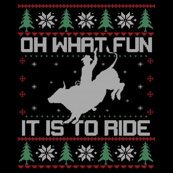 Oh What Fun Bull Riding Christmas Cow Western Xmas Gift Drawstring Bag