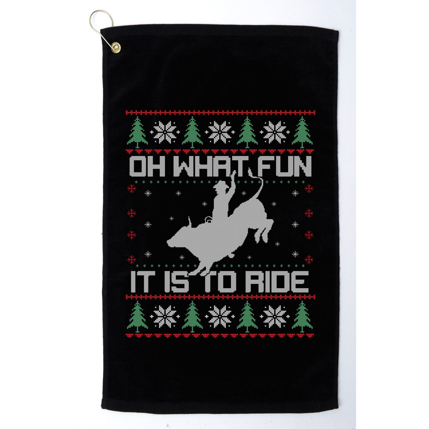 Oh What Fun Bull Riding Christmas Cow Western Xmas Gift Golf Towel