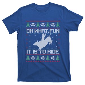 Oh What Fun Bull Riding Christmas Cow Western Xmas Gift T-Shirt