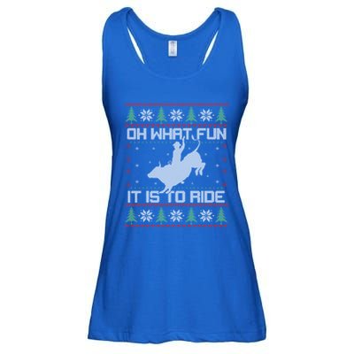 Oh What Fun Bull Riding Christmas Cow Western Xmas Gift Ladies Essential Flowy Tank