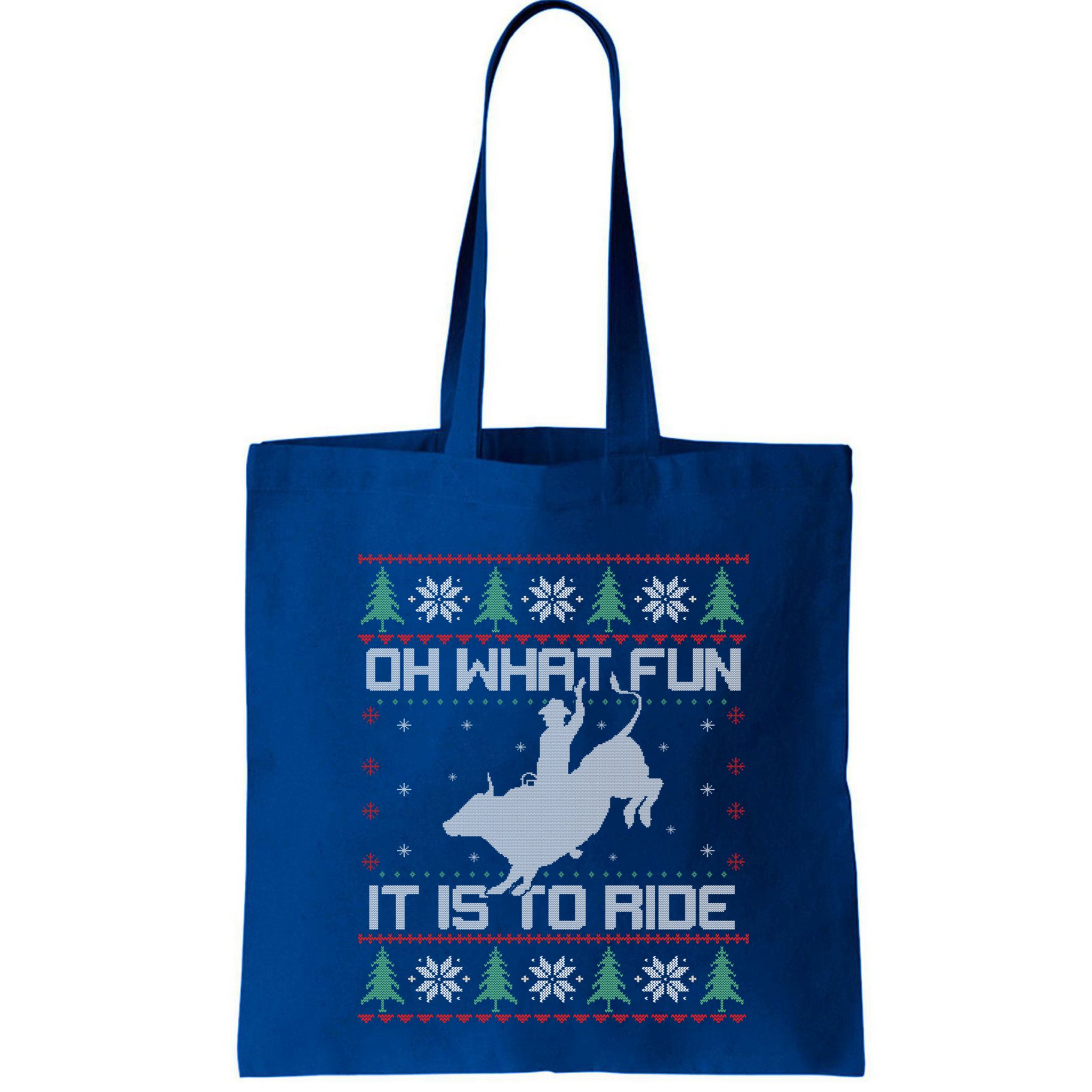 Oh What Fun Bull Riding Christmas Cow Western Xmas Gift Bag