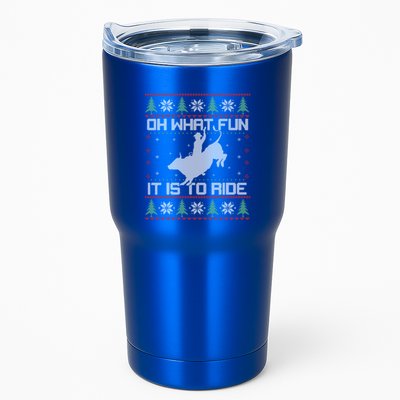 Oh What Fun Bull Riding Christmas Cow Western Xmas Gift Tumbler