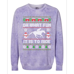 Oh What Fun It Is To Ride Horse Ugly Santa Christmas Funny Gift Colorblast Crewneck Sweatshirt