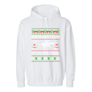 Oh What Fun It Is To Ride Horse Ugly Santa Christmas Funny Gift Garment-Dyed Fleece Hoodie