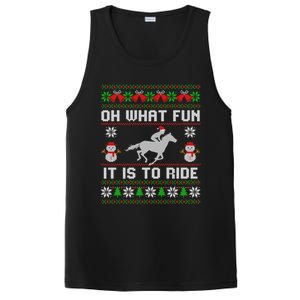 Oh What Fun It Is To Ride Horse Ugly Santa Christmas Funny Gift PosiCharge Competitor Tank