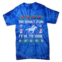 Oh What Fun It Is To Ride Horse Ugly Santa Christmas Funny Gift Tie-Dye T-Shirt