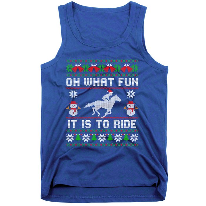 Oh What Fun It Is To Ride Horse Ugly Santa Christmas Funny Gift Tank Top