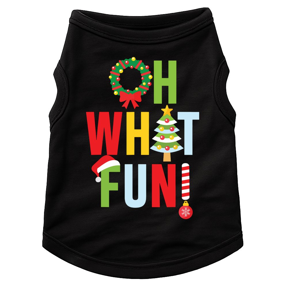 Oh What Fun Christmas With Wreath And Tree Doggie Tank