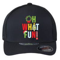Oh What Fun Christmas With Wreath And Tree Flexfit Unipanel Trucker Cap