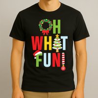 Oh What Fun Christmas With Wreath And Tree T-Shirt