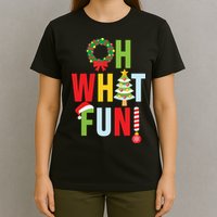 Oh What Fun Christmas With Wreath And Tree T-Shirt