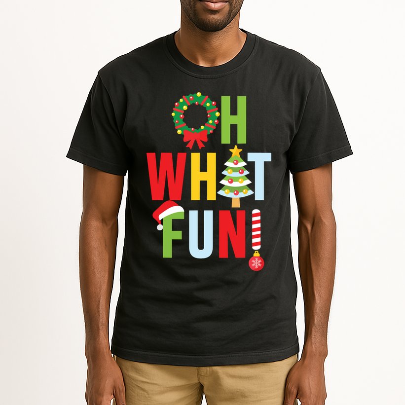 Oh What Fun Christmas With Wreath And Tree Tall T-Shirt