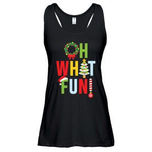 Oh What Fun Christmas With Wreath And Tree Ladies Essential Flowy Tank