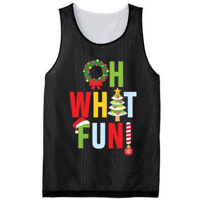 Oh What Fun Christmas With Wreath And Tree Mesh Reversible Basketball Jersey Tank