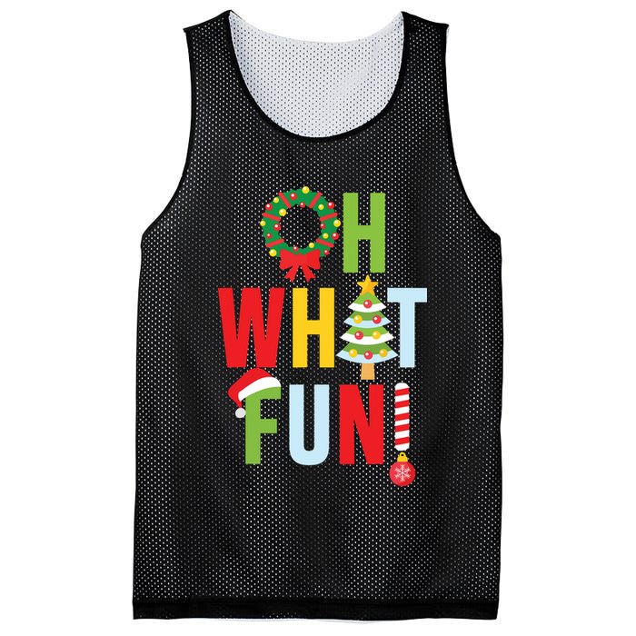 Oh What Fun Christmas With Wreath And Tree Mesh Reversible Basketball Jersey Tank