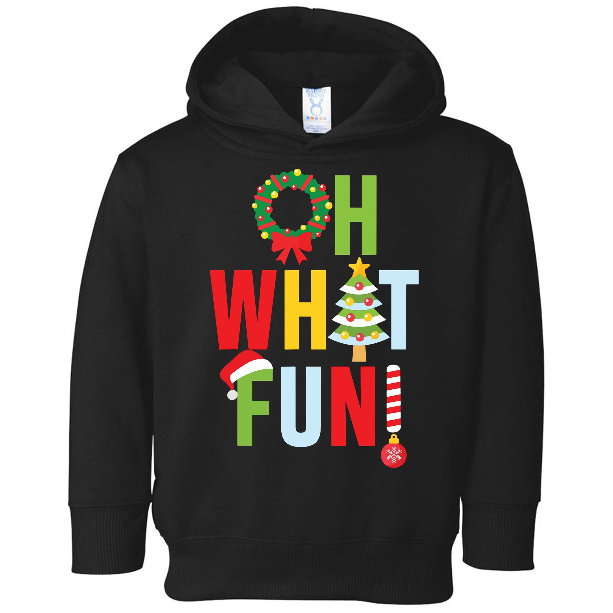 Oh What Fun Christmas With Wreath And Tree Toddler Hoodie