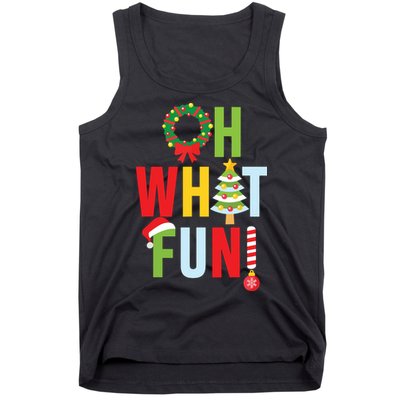 Oh What Fun Christmas With Wreath And Tree Tank Top