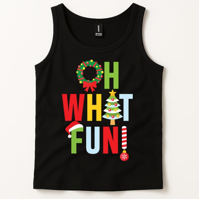Oh What Fun Christmas With Wreath And Tree Tank Top