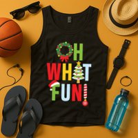 Oh What Fun Christmas With Wreath And Tree Tank Top