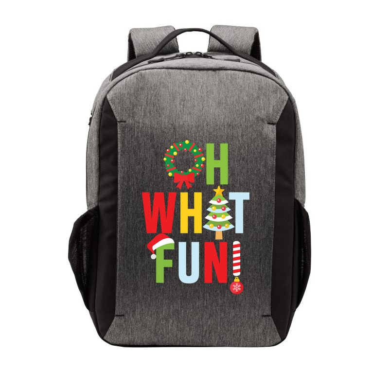Oh What Fun Christmas With Wreath And Tree Vector Backpack
