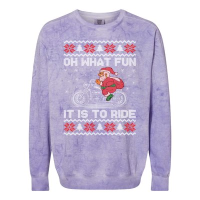 Oh What Fun It Is To Ride Funny Christmas Ugly Sweater Santa Gift Colorblast Crewneck Sweatshirt