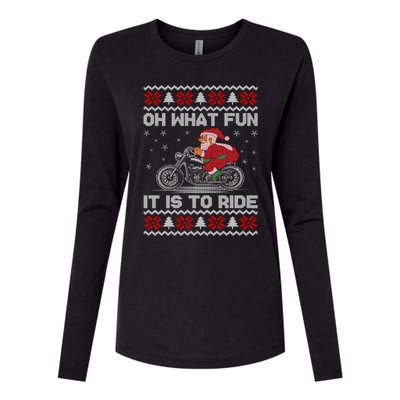 Oh What Fun It Is To Ride Funny Christmas Ugly Sweater Santa Gift Womens Cotton Relaxed Long Sleeve T-Shirt