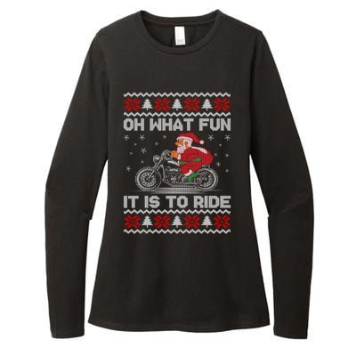 Oh What Fun It Is To Ride Funny Christmas Ugly Sweater Santa Gift Womens CVC Long Sleeve Shirt