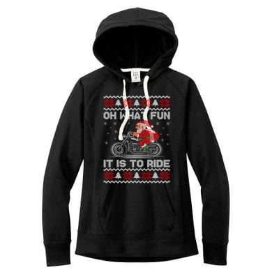 Oh What Fun It Is To Ride Funny Christmas Ugly Sweater Santa Gift Women's Fleece Hoodie