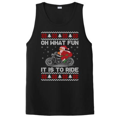 Oh What Fun It Is To Ride Funny Christmas Ugly Sweater Santa Gift PosiCharge Competitor Tank