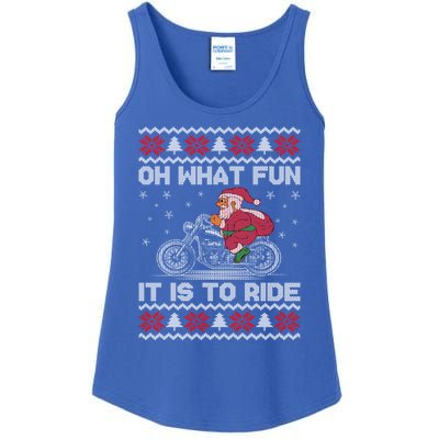 Oh What Fun It Is To Ride Funny Christmas Ugly Sweater Santa Gift Ladies Essential Tank