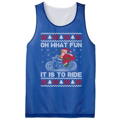 Oh What Fun It Is To Ride Funny Christmas Ugly Sweater Santa Gift Mesh Reversible Basketball Jersey Tank