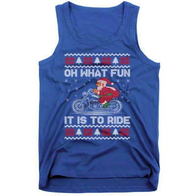 Oh What Fun It Is To Ride Funny Christmas Ugly Sweater Santa Gift Tank Top