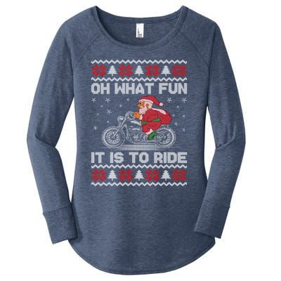 Oh What Fun It Is To Ride Funny Christmas Ugly Sweater Santa Gift Women's Perfect Tri Tunic Long Sleeve Shirt