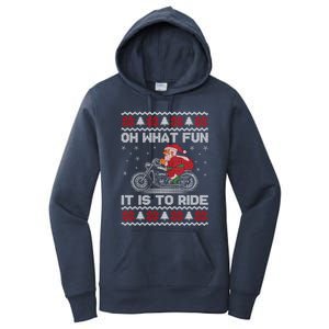 Oh What Fun It Is To Ride Funny Christmas Ugly Sweater Santa Gift Women's Pullover Hoodie