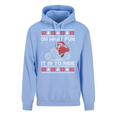 Oh What Fun It Is To Ride Funny Christmas Ugly Sweater Santa Gift Unisex Surf Hoodie