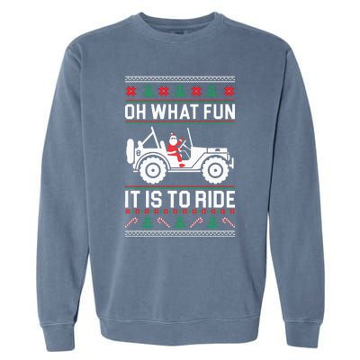 Oh What Fun  4x4 Offroad SUV Ugly Christmas Sweater Garment-Dyed Sweatshirt