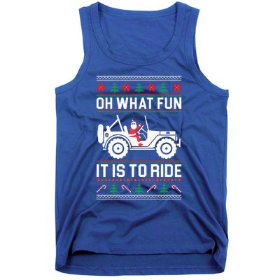 Oh What Fun  4x4 Offroad SUV Ugly Christmas Sweater Tank Top