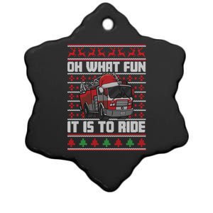 Oh What Fun It Is To Ride Fire Firefighter Ugly Christmas Cool Gift Ceramic Star Ornament