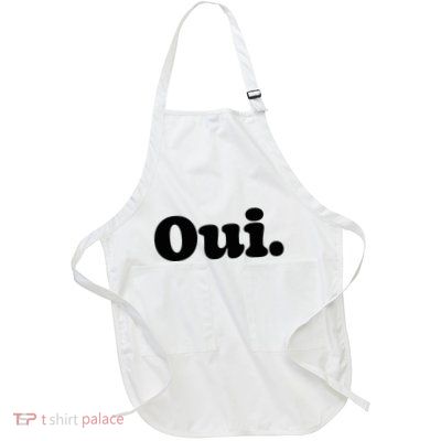 Oui Women French Word White Full-Length Apron With Pockets