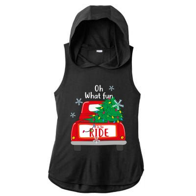 Oh What Fun It Is To Ride Christmas Tree Red Truck Xmas Cool Gift Ladies PosiCharge Tri-Blend Wicking Draft Hoodie Tank