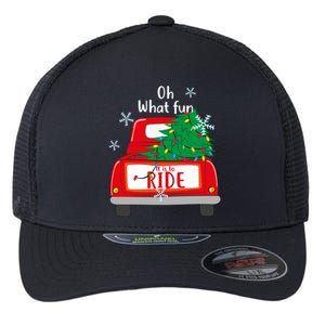 Oh What Fun It Is To Ride Christmas Tree Red Truck Xmas Cool Gift Flexfit Unipanel Trucker Cap